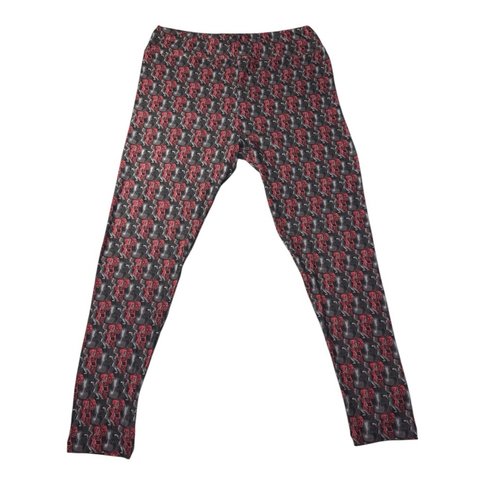 LulaRoe LLR Disney The Incredibles Edna Red Black Gray Leggings Plus Size TC2